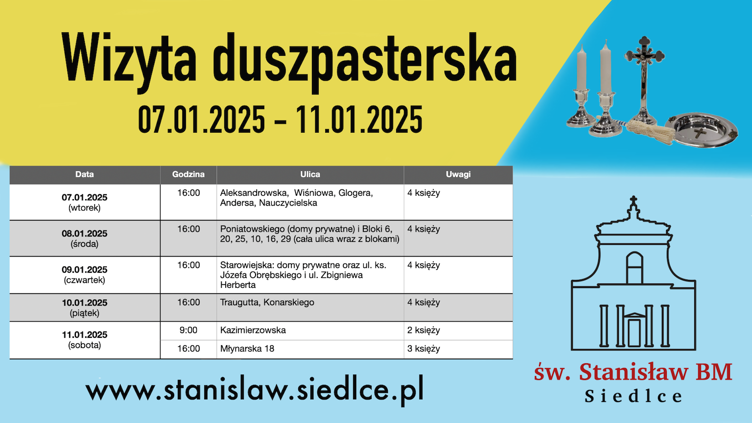 Wizyta duszpasterska: 07 - 11 stycznia 2025