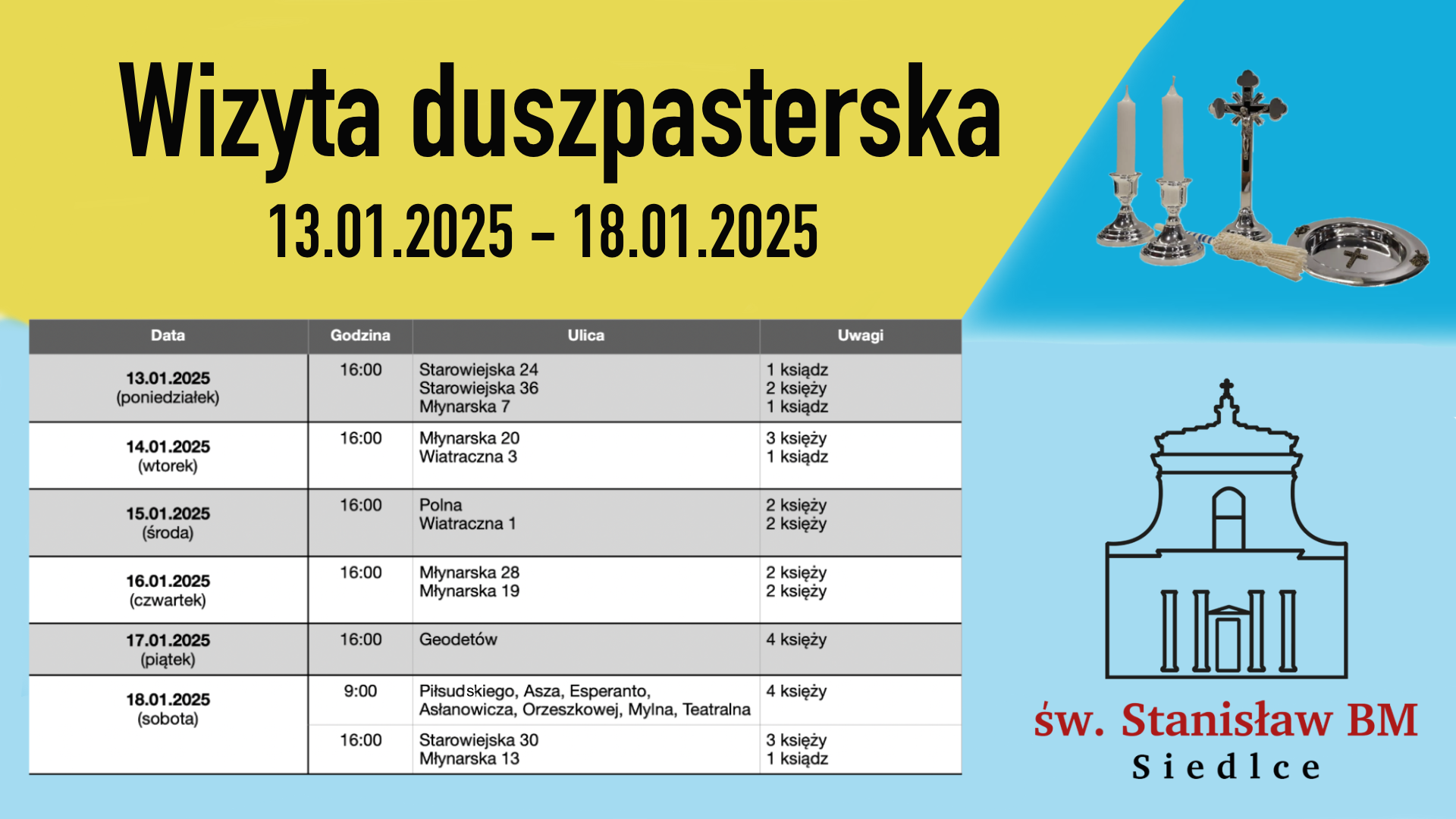 Wizyta duszpasterska: 13 - 18 stycznia 2025