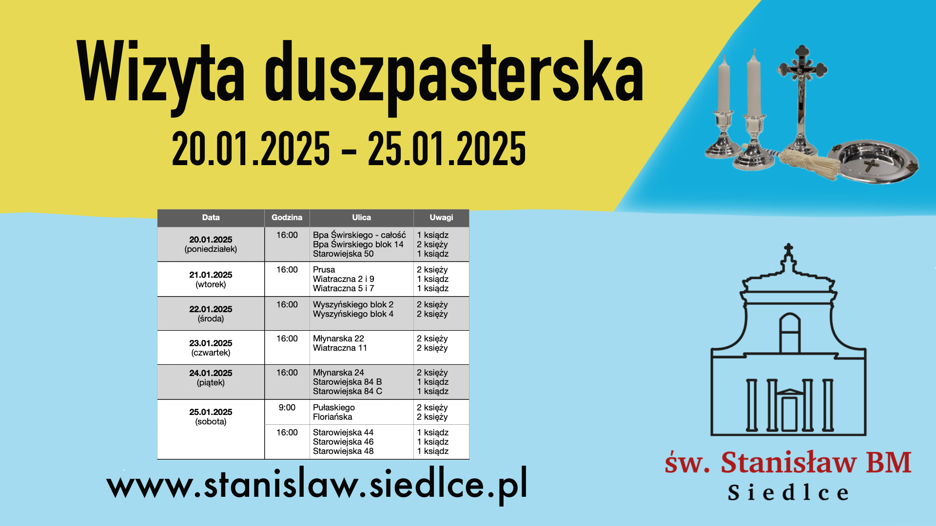 Wizyta duszpasterska 20 - 25 stycznia 2025