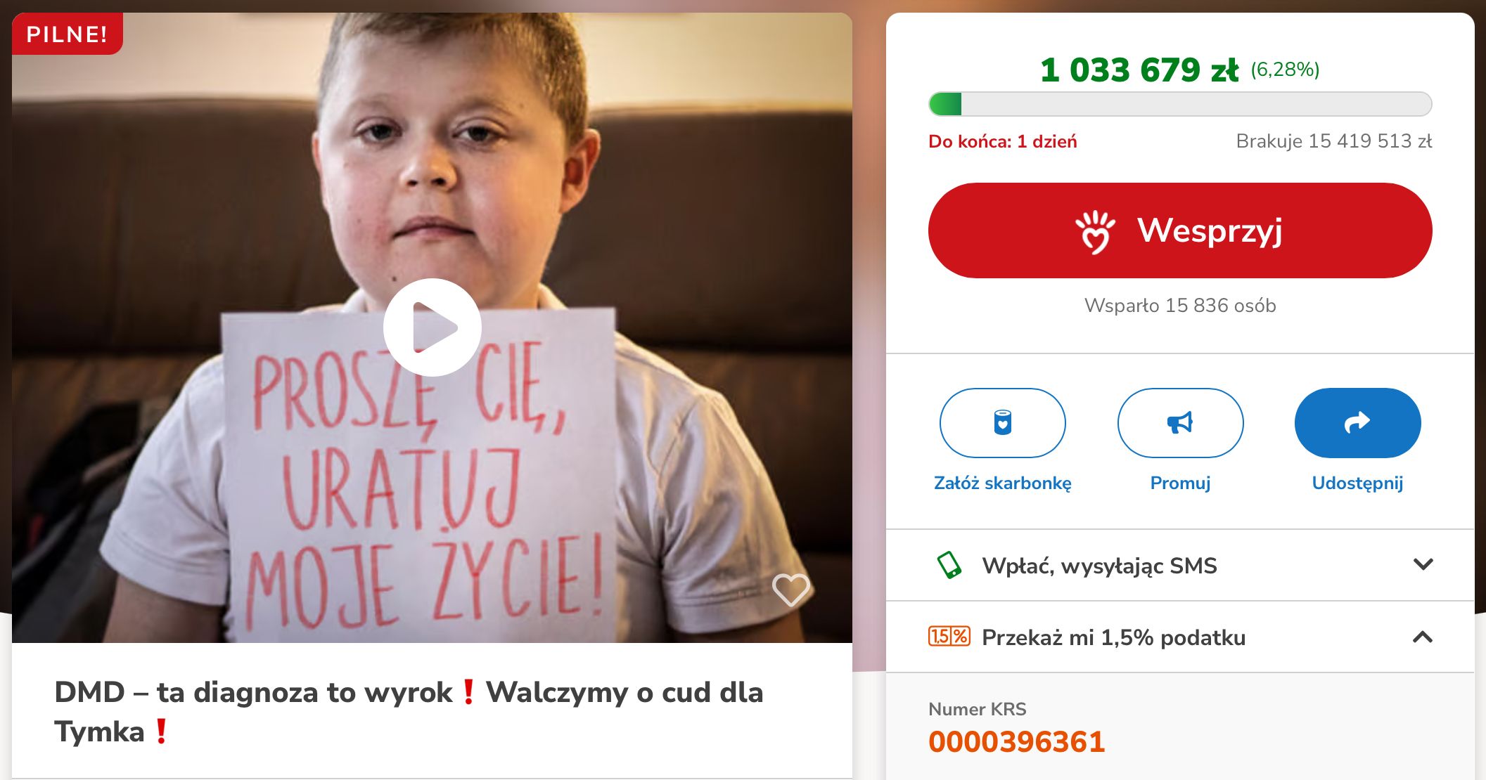 Pomóżmy Tymkowi żyć!