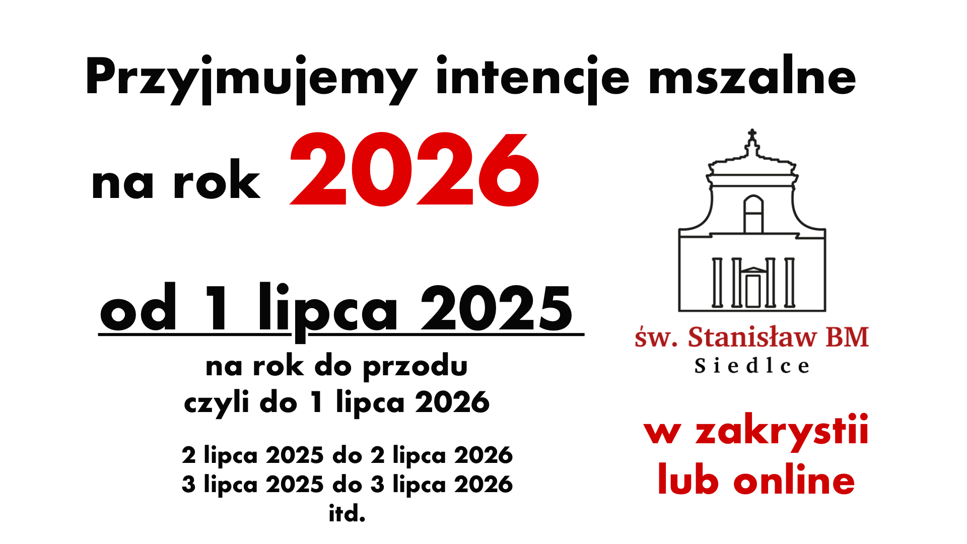 Przyjmujemy intencje na 2026 rok