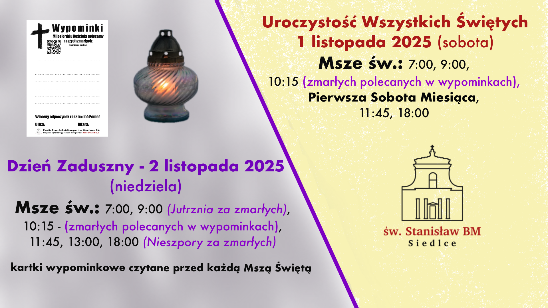 Plan uroczystości 1 i 2 listopada