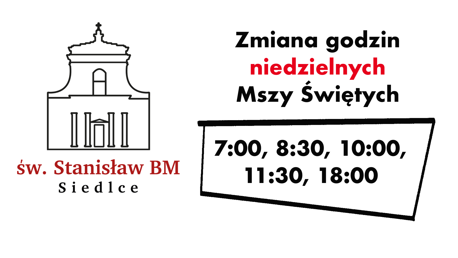 Nowe godziny Mszy świętych niedzielnych