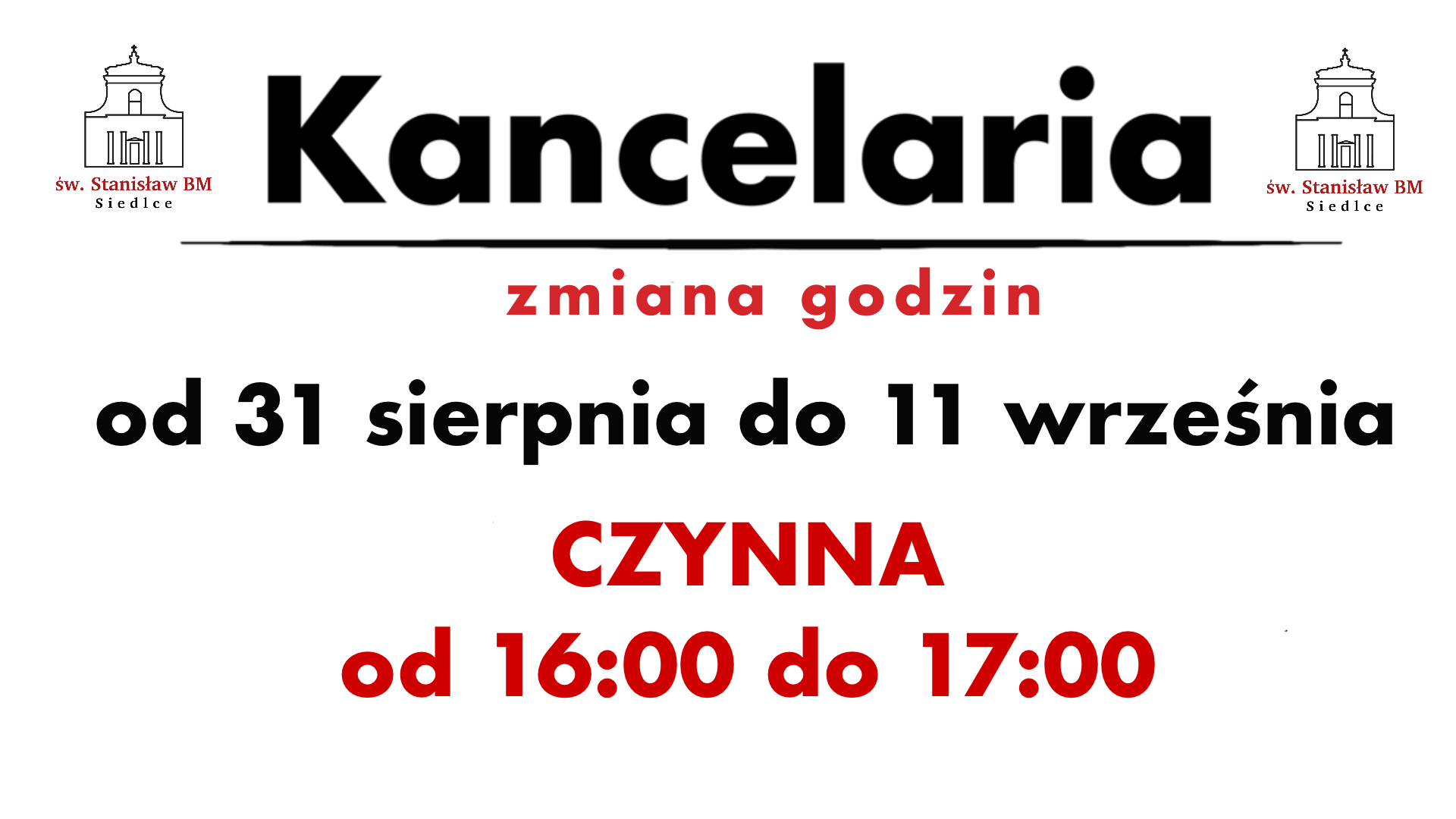 Zmiana godziny otwarcia kancelarii